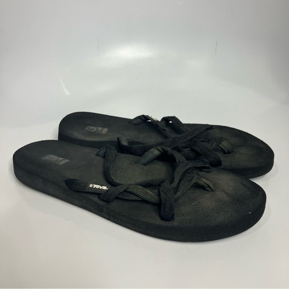 Teva mush Alowahu sandals flip flops black womens size 10 casual summer beach - Picture 1 of 8